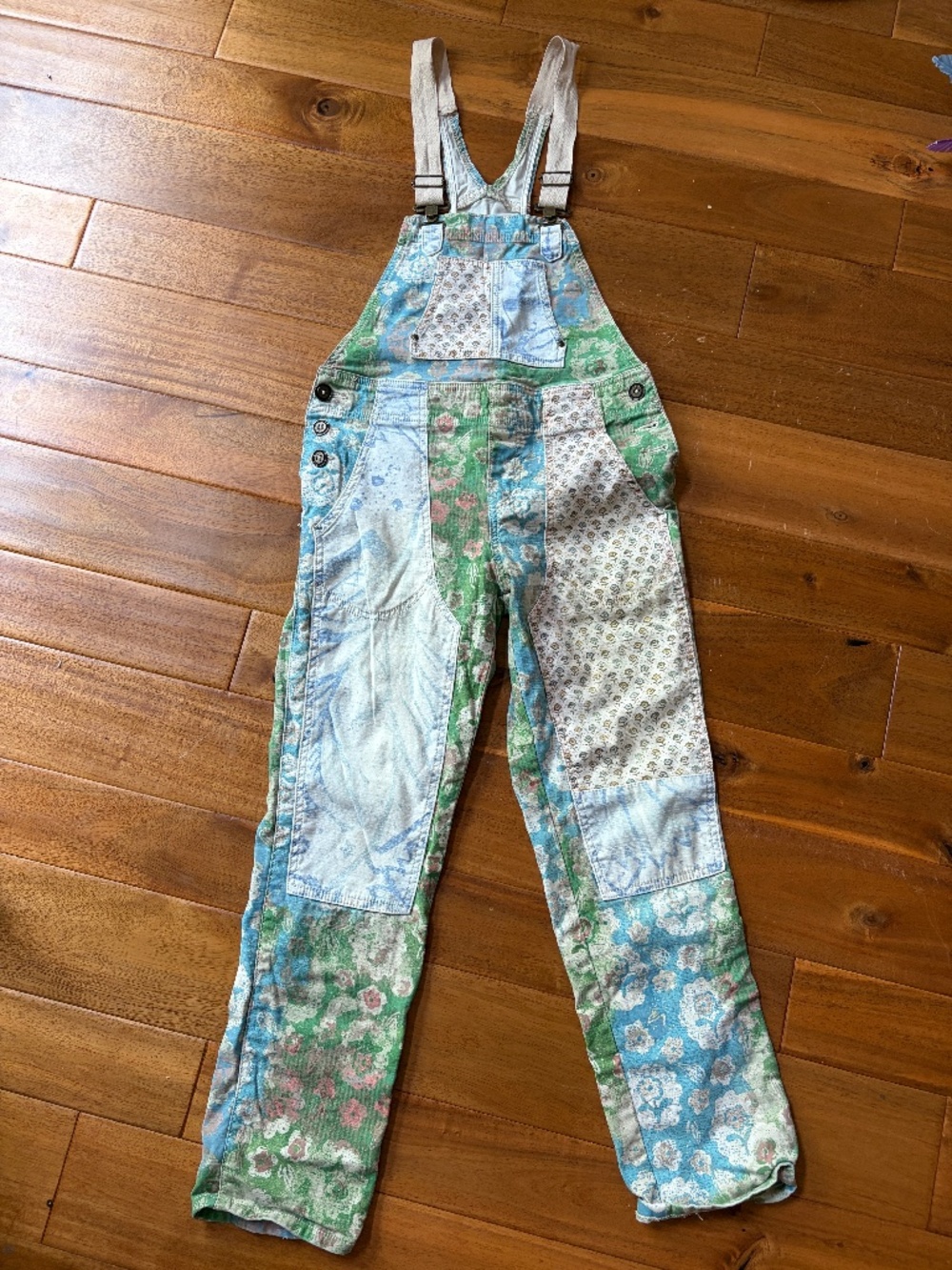 Anthropologie: The Wanderer Floral Patchwork Cotton Boho Overalls